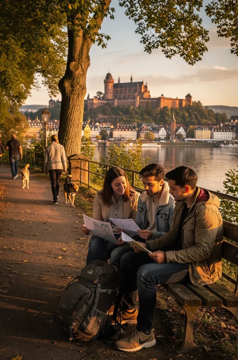 Personen beim Auspacken eines gedruckten Entdeckungskits mit Stadtplänen und Erklärungen.
