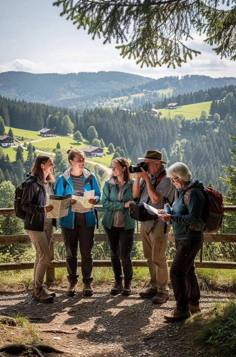 Panoramablick auf eine deutsche Altstadt mit Türmen, Kirchen und engen Straßen bei Sonnenuntergang.
